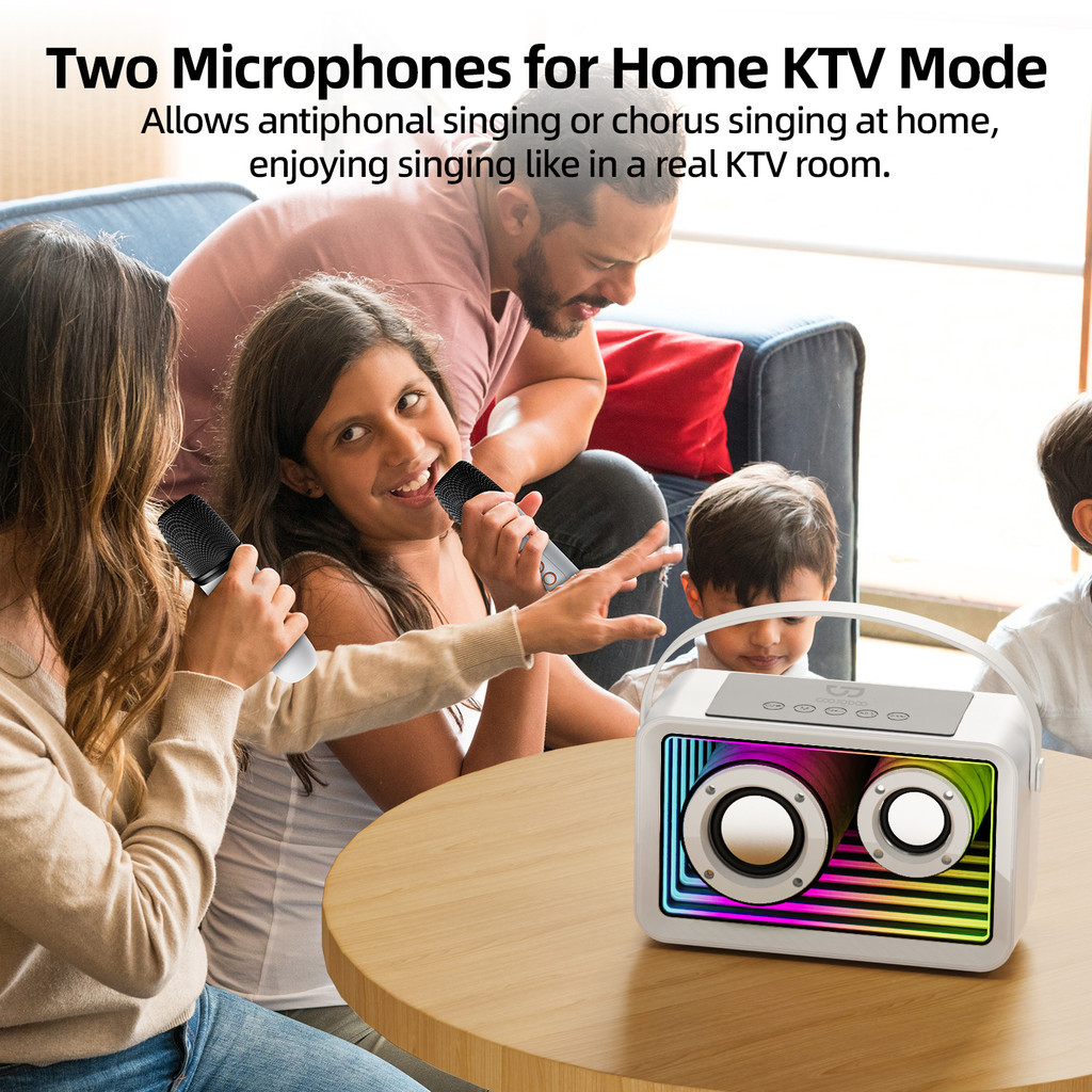 GOOJODOQ Multi functional Mini Karaoke Set with 4 connection modes and 6 voice modes support for TWS pairing