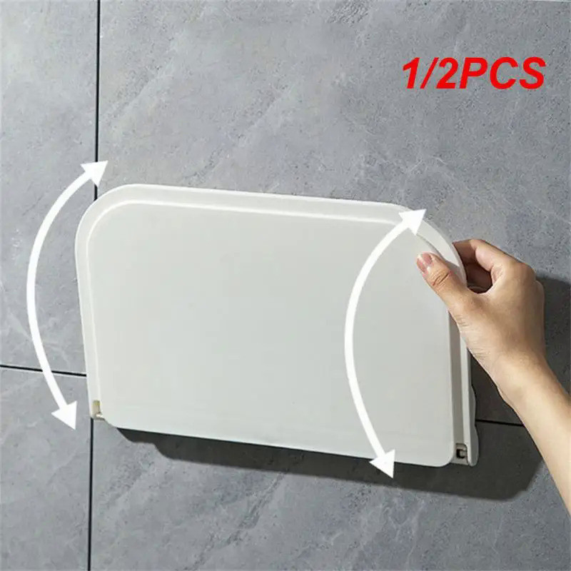 1/2PCS Foldable Bathroom Shelves Wall-mounted Plastic Floating Shelf for Towel Clothes Storage House