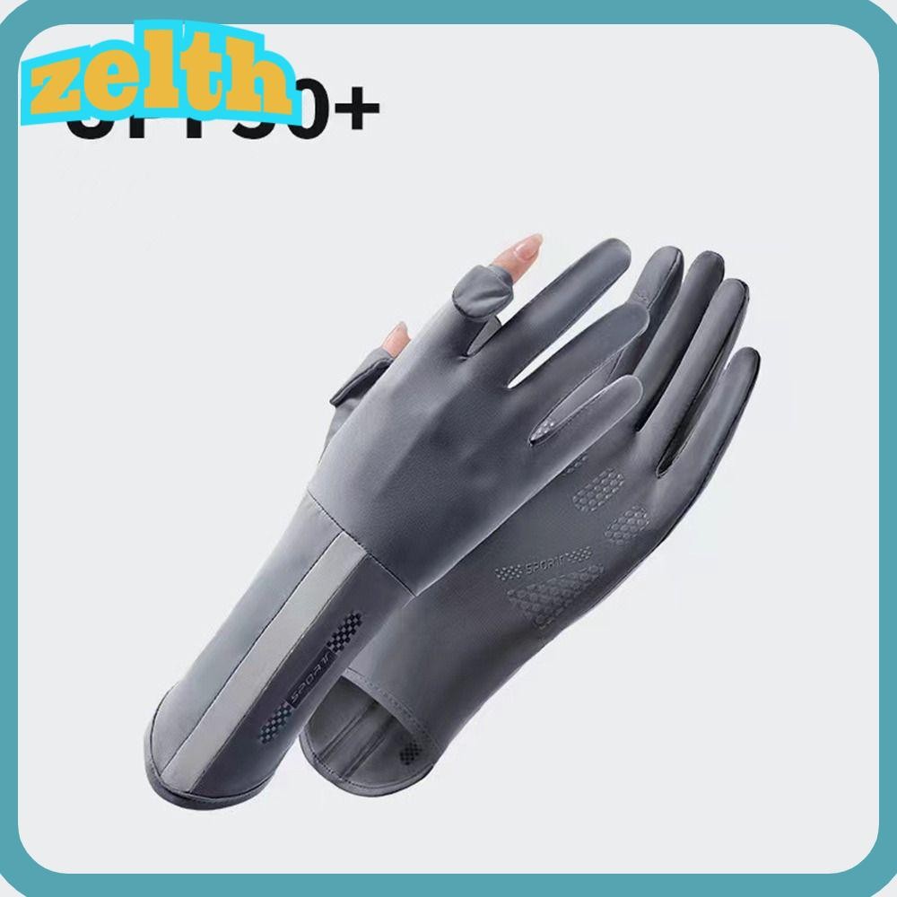 Zelth ถุงมือกันแดด, ผ้าไหมน้ําแข็งความยาวกลางถุงมือป้องกันแสงแดด,แฟชั่นยืดหยุ่นบางลื่นทนถุงมือป้องกันรังสียูวีผู้หญิงสาว