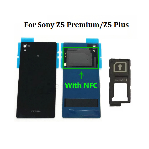 สําหรับ Sony Xperia Z5 Premium Z5 Plus ฝาครอบแบตเตอรี่ด้านหลัง + ถาดซิม + NFC