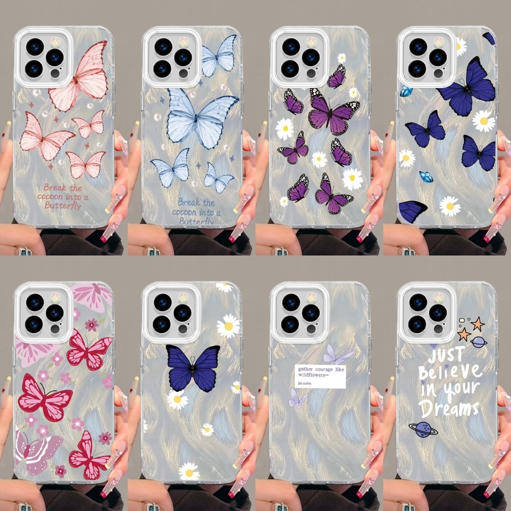 Ins ลมผีเสื้อกรณีกันกระแทกเคสโทรศัพท์OPPO A3S A12E A15S A7 A12 A78 A79 A98 A73 A93 4G F9 F17 PRO A1 A2 A3 PRO 5Gกรณี