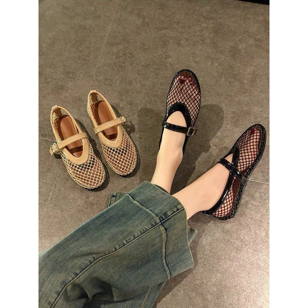 One for all พร้อมส่งจากไทย TX601 รองเท้าตาข่าย รองเท้าแตะตาข่ายกลวง, ส้น เตี้ย สบาย สไตล์เรโทร เหมาะสำหรับผู้หญิง