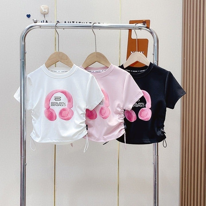 เสื้อยืดแขนสั้น แฟชั่นสไตล์เกาหลี สําหรับเด็กผู้หญิง