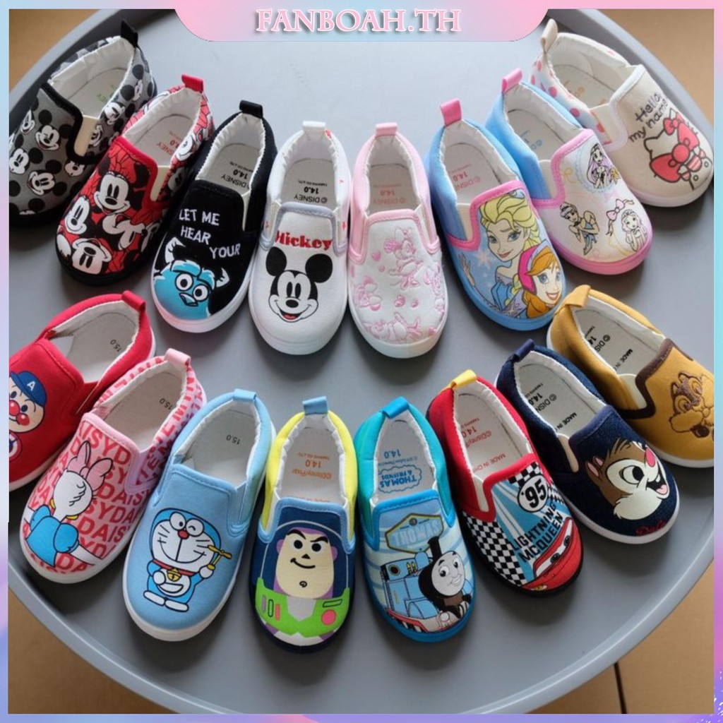 [GR] Toy Story รองเท้าผ้าใบ สลิปออน ลายการ์ตูนโดราเอมอน เต้นรํา พื้นแบน สําหรับเด็กผู้ชาย ผู้หญิง
