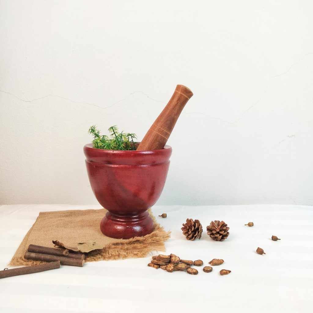 ครกไม้ พร้อม สากไม้  3 นิ้ว - 10 นิ้ว ครกไม้ส้มตำ  ครกส้มตำเล็ก ครกส้มตำ มีหลายขนาด ทนทาน