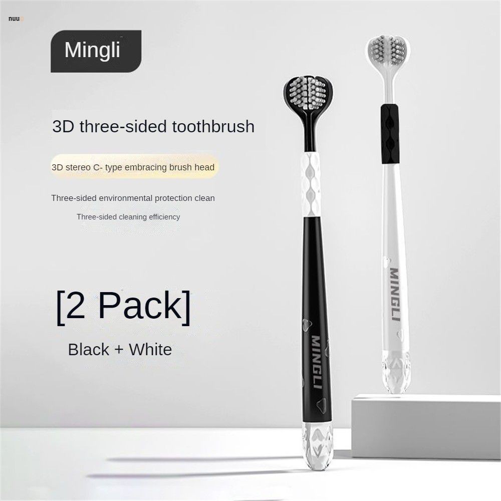 แปรงสีฟัน 3 หัว 2 แพ็ค แปรงสีฟัน Super Slender Carbon Nano ขนนุ่ม หัวเล็ก เหมาะกับผู้ใหญ่ คู่รัก ครอบครัว nuuo
