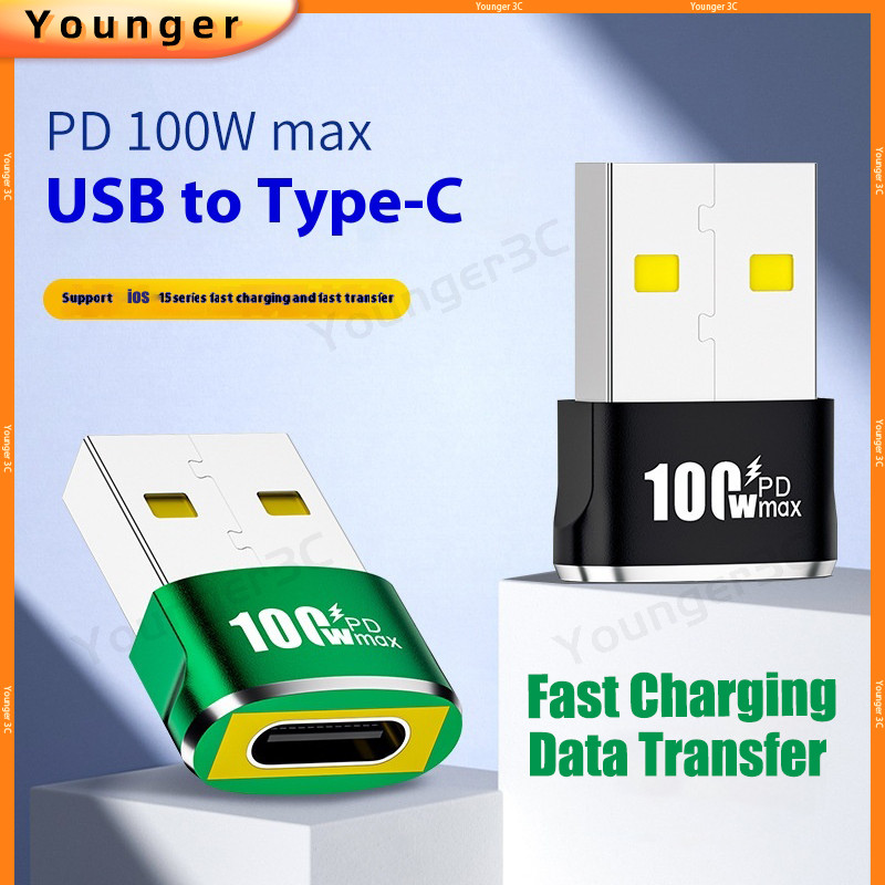 Pd100w USB to Type C Fast Charging Adapter, USB C หญิง USB A ชาย Fast Transmission OTG Converter, อะแดปเตอร์ชาร์จแบบพกพาสําหรับโทรศัพท์มือถือแล็ปท็อปหูฟัง