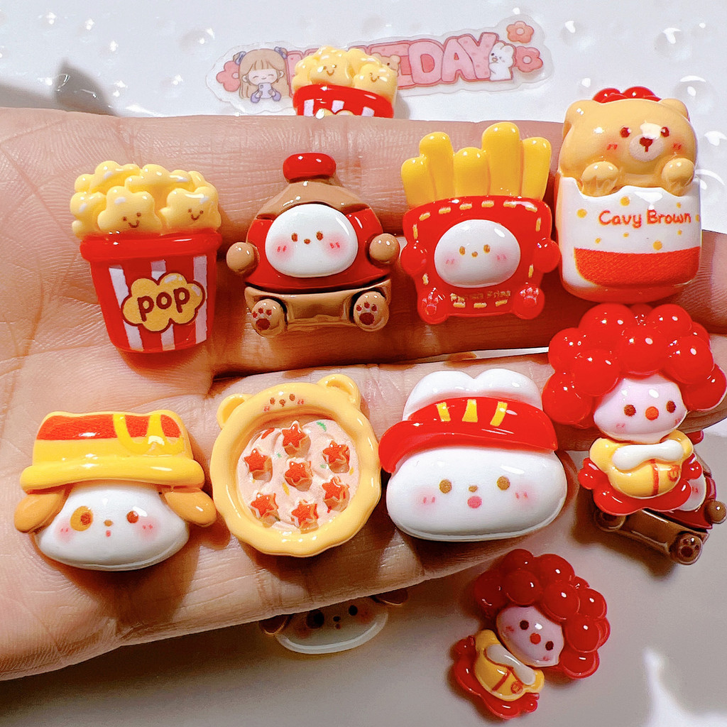 [100ในสต็อก] เครื่องประดับเรซินขายส่งอุปกรณ์ DIY วัสดุแฮนด์เมดหัวเข็มขัดรองเท้าหมวกครีมกาวแพทช์พิซซ่า