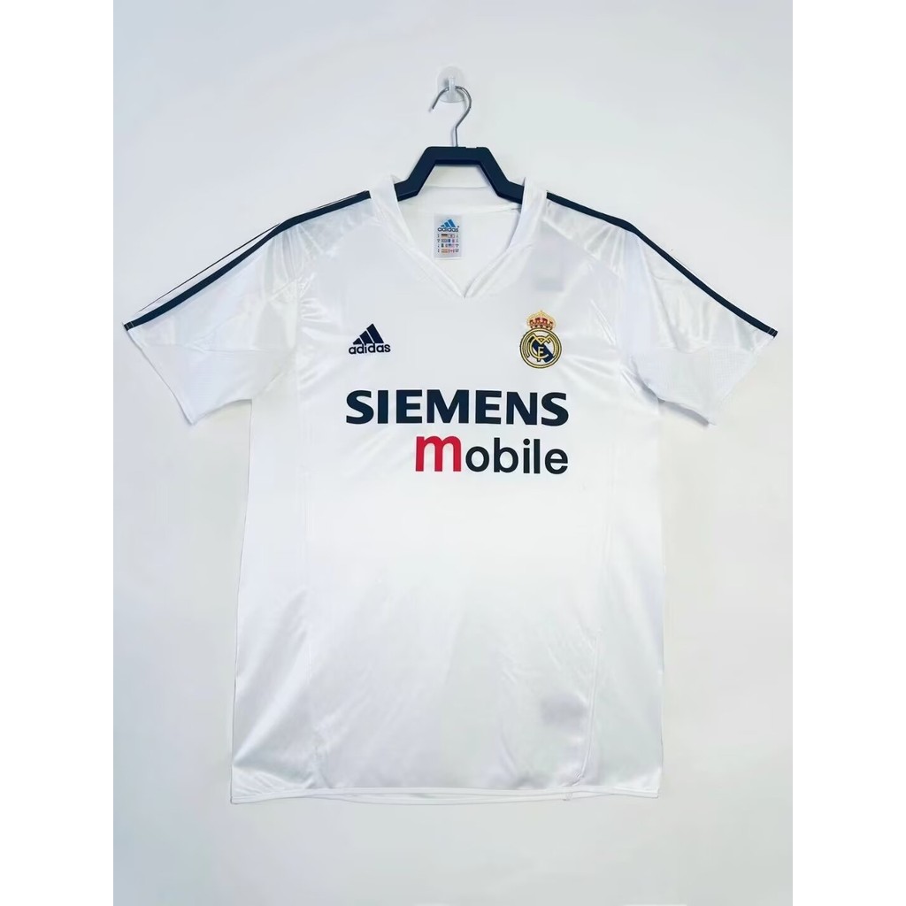2004-05 เสื้อยืดแขนสั้นกีฬาฟุตบอลย้อนยุคเรอัลมาดริดเหย้า