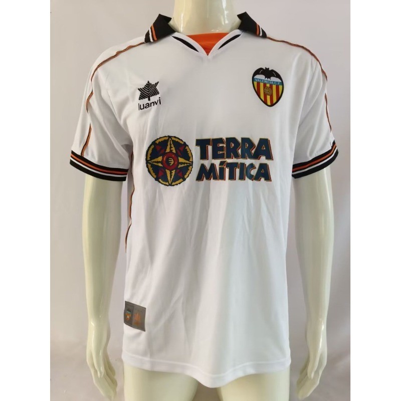 New Retro99-00 Valencia Home Retro Soccer Jersey Vintage Jersey S-XXL ผู้ใหญ่แขนสั้น Quick Dry กีฬาฟุตบอล Top