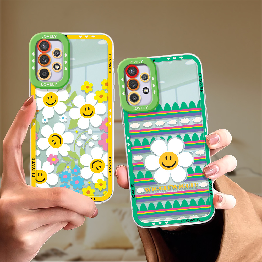 ปลอกดอกไม้ยิ้มสําหรับ samsung s24/plus/ultra,s23/fe,s22/plus,s30,s21/fe,s20,s11/e,s10,note20,10/lite