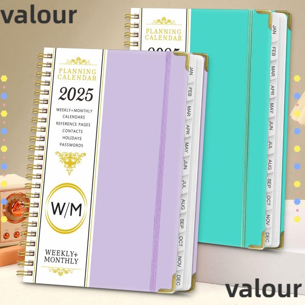 สมุดบันทึกการศึกษา VALOUR, กระดาษ A5 2025 สมุดบันทึกวางแผน, ของขวัญ Coil School Supplies Notepads เครื่องเขียนสํานักงาน 365 วันสมุดไดอารี่