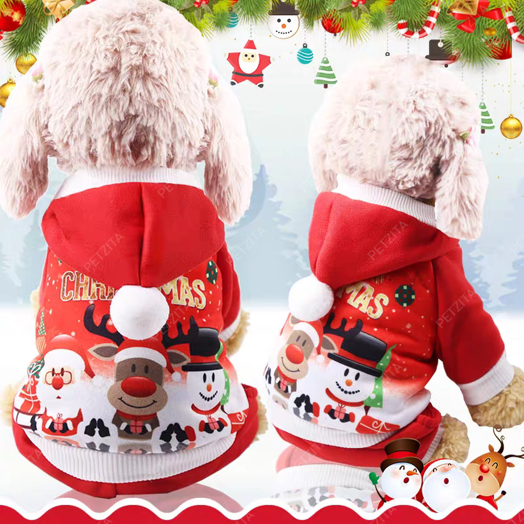 พร้อมส่ง ซานต้า คริสมาสต์ ชุดสี่ขาสีแดง น่ารักมากมายจ้า เสื้อผ้าสัตว์เลี้ยง สุนัข หมา แมว