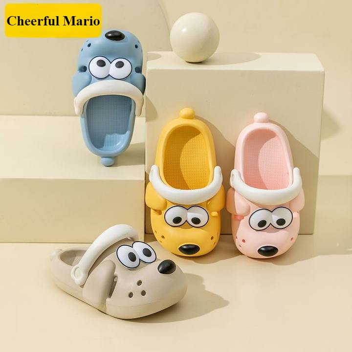 Cheerful Mario 14-22ซม DIY 4สี รองเท้าแตะหมาเด็ก น่ารัก แบบสวมรัดส้น รองเท้ารัดส้นหมาเด็ก นิ่มๆ เบา แตะเด็ก