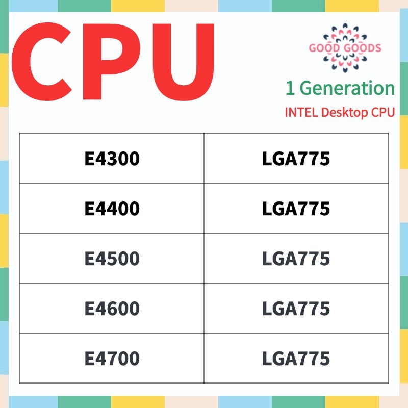 E4300 E4400 E4500 E4600 E4700 INTEL รุ่นแรก Core 2 Duo LGA775