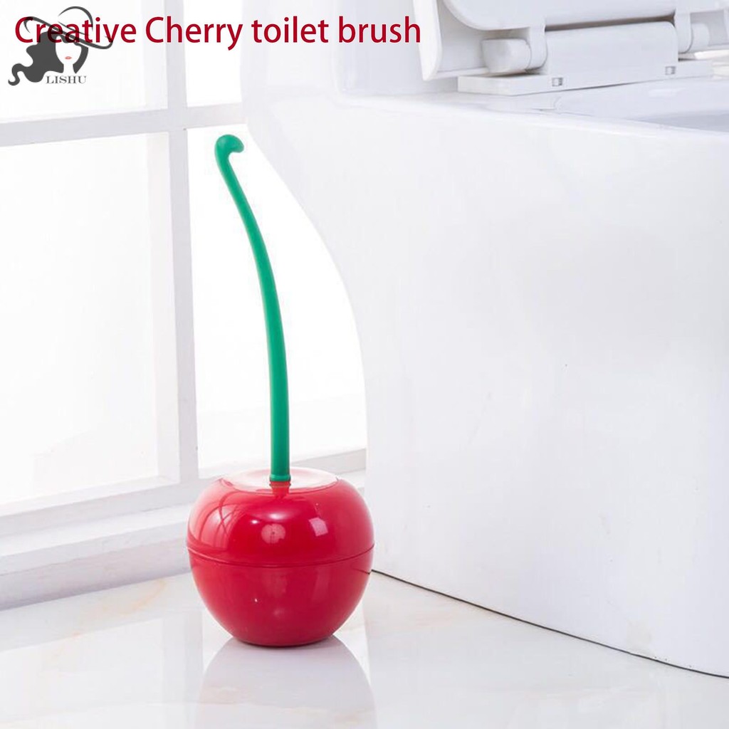 Lishu Creative แปรงห้องน้ําสร้างสรรค์น่ารัก Cherry Shape Lavatory ชุดผู้ถือแปรงห้องน้ําอุปกรณ์ห้องน้ํา th
