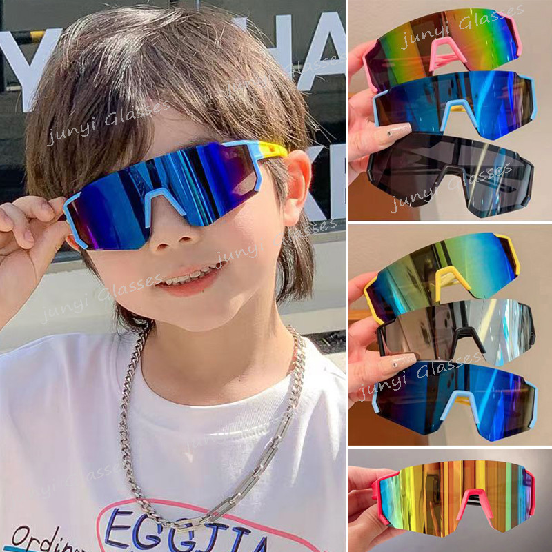 เด็กสแควร์ขี่จักรยานแว่นกันแดดส่วนบุคคลชายหญิงกรอบใหญ่กีฬาแว่นตาเด็กขี่กลางแจ้งเฉดสีแว่นกันแดดสําหรับเด็กชายและหญิงป้องกันรังสียูวี