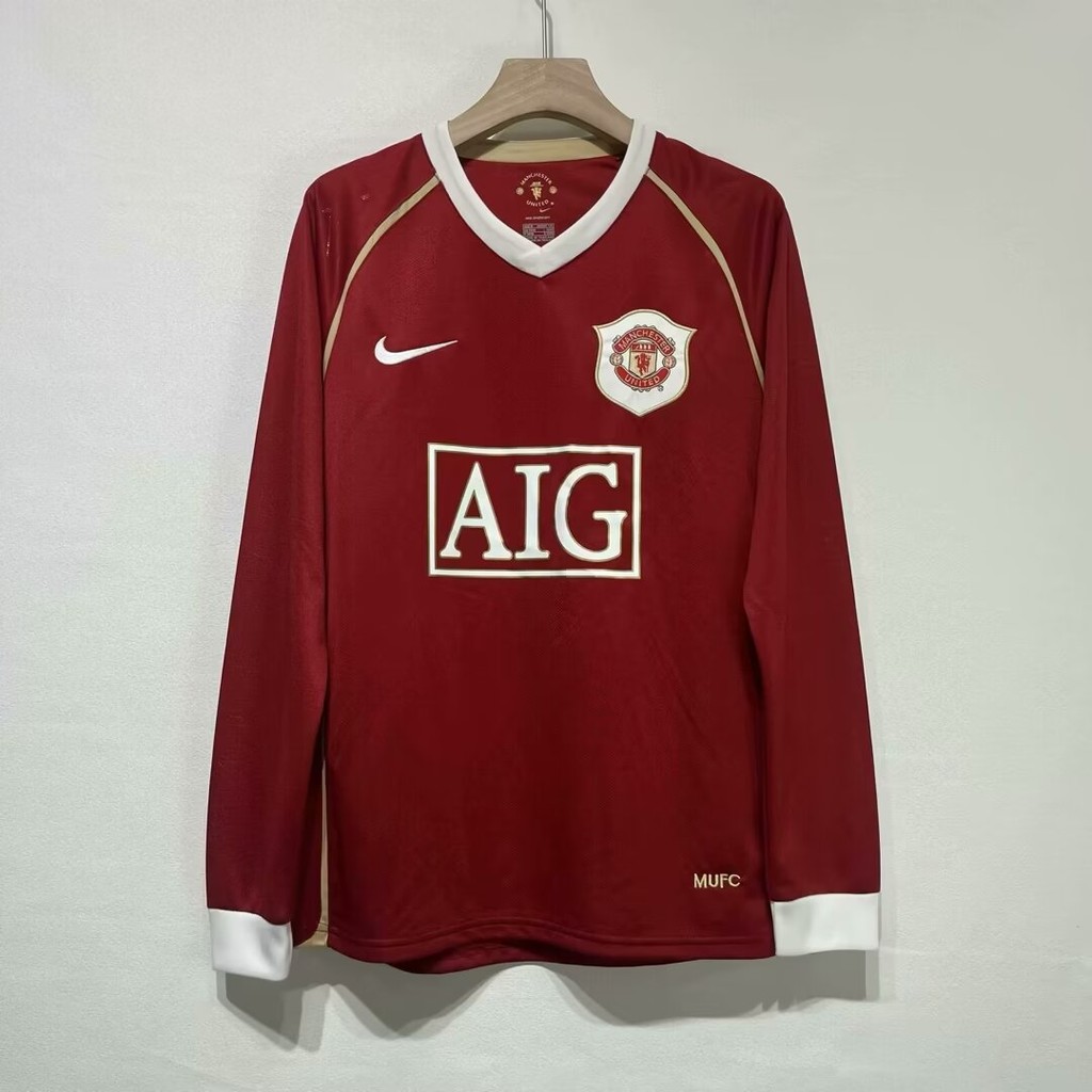 0607 เสื้อแข่งแมนยูเหย้าย้อนยุค,เสื้ออ่า.+พรีเมี่ยม,เสื้อฟุตบอลแขนยาว