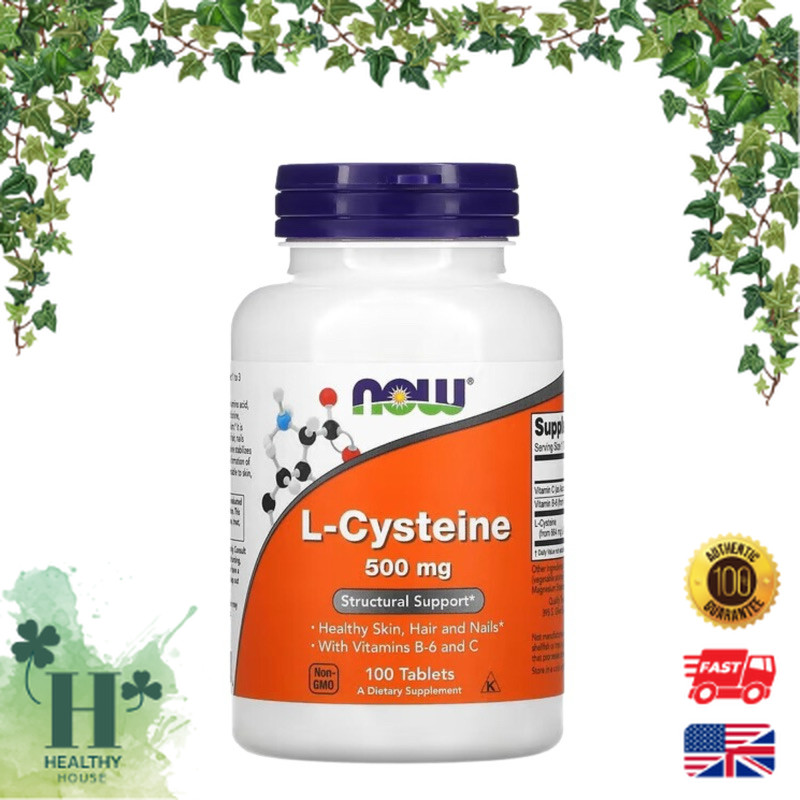 พร้อมส่ง NOW Foods L-Cysteine 500 mg 100 Tablets แอล-ซิสเทอีน ผสม วิตามินซี วิตามินบี 6