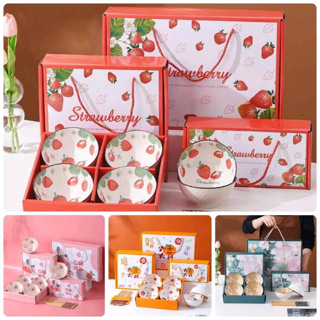 🎈🎈ชุด set ชามเซรามิก พร้อมตะเกียบ กล่องลายสวยๆ มีหลายหลายลายให้เลือก🎈🎈