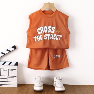 เสื้อแขนกุดเด็ก ชุดกีฬาเด็ก เซทเสือ+กางเกงขาสัน ใส่สบายๆ เหม…