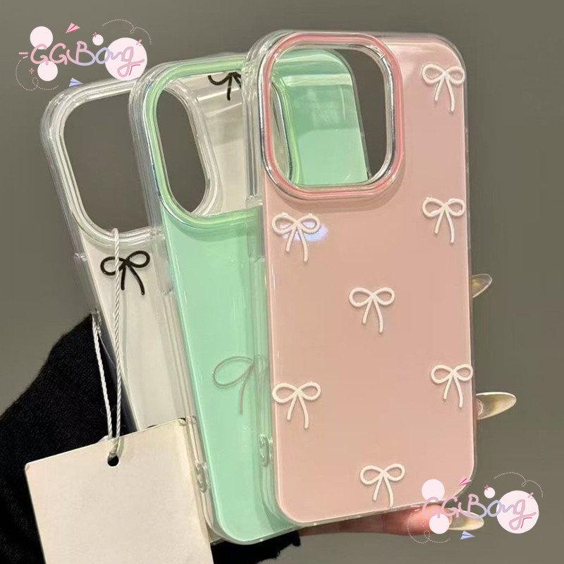 เคสไอโฟน 16 13 โบว์ผูกลักษณะหรูหราใหม่ IMD ครอบคลุม สำหรับ IPhone XR 11 15 13 12 16 14 Pro Max XS X Max 15 7 8 16 Plus