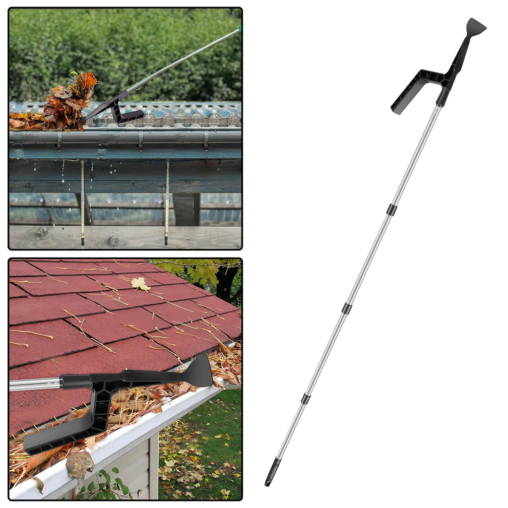 1 ชิ้น Gutter แปรงทําความสะอาด, มัลติฟังก์ชั่นหลังคา Gutter ทําความสะอาด Retractable Gutter แปรงทําค