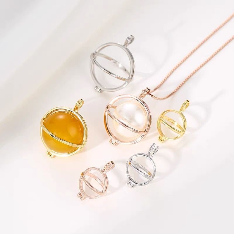 จี้สร้อยคอ Empty Mount DIY พร้อม Clasp และ mount สำหรับฝัง Amber Turquoise เครื่องประดับ