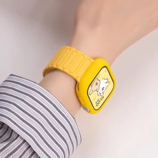 สายรัดข้อมือสายรัดแม่เหล็ก + เคสซิลิโคนสําหรับ Apple Watch S10/S9/S8/S7/Ultra2/SE iWatch 49/45/44 มม.41 มม.40 มม.