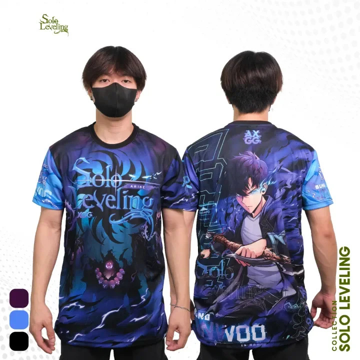 เสื้อยืดSolo Leveling 3D Sung Jin-Woo สำหรับทุกเพศ แขนสั้น สไตล์Harajuku ฤดูร้อน Y2K