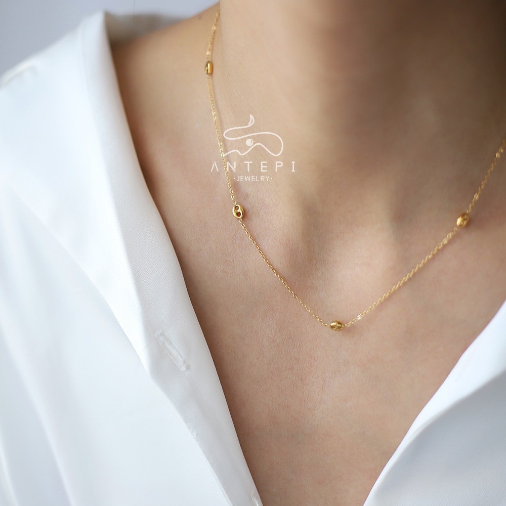 สร้อยคอ ATP 18K plated minimalism vintage กันน้ํา non-fading สแตนเลสสตีล titanium steel สำหรับผู้หญิ