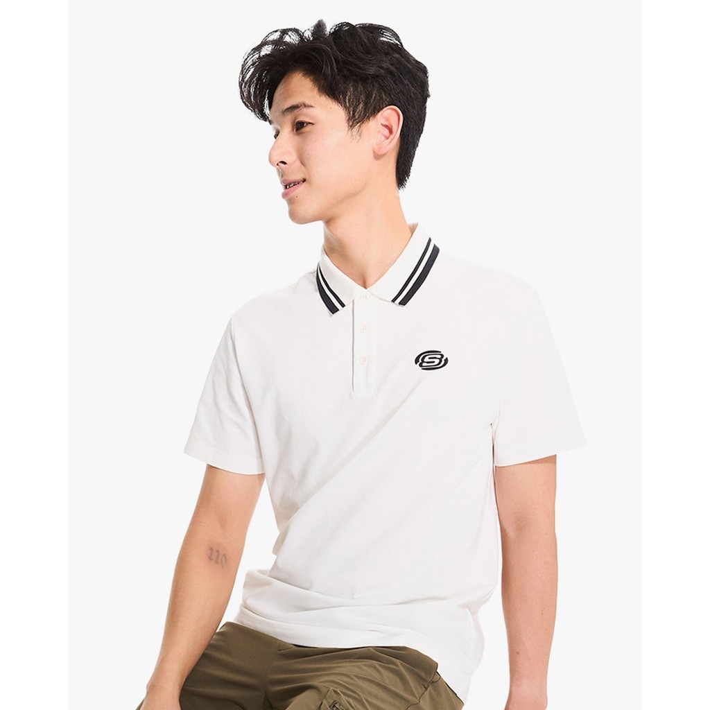 SKECHERS - เสื้อโปโลผู้ชายหรูหราคอปกเปิดและแขนสั้น L225M003-00QF