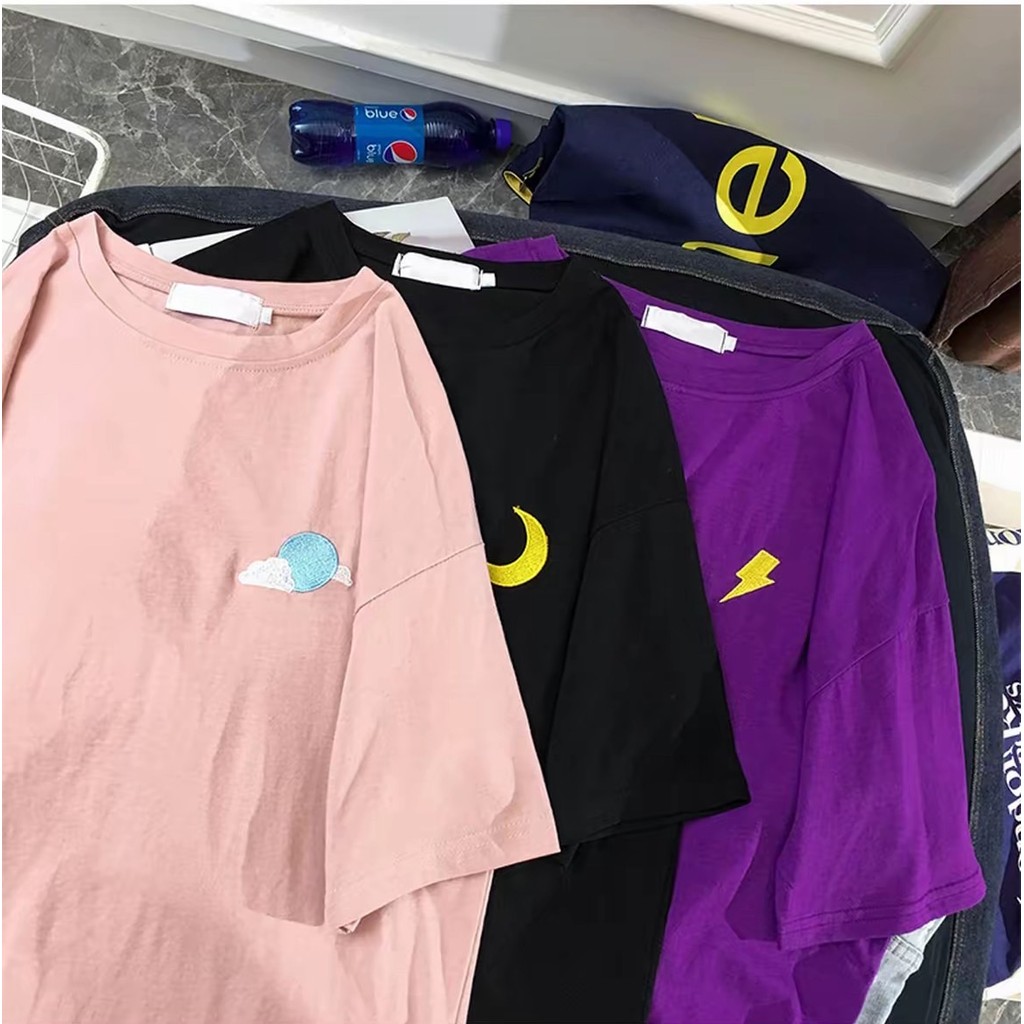 🌿SHOP MKLเสื้อยืดลายปัก Day & Night 🌚 สวมใส่สบาย#9012