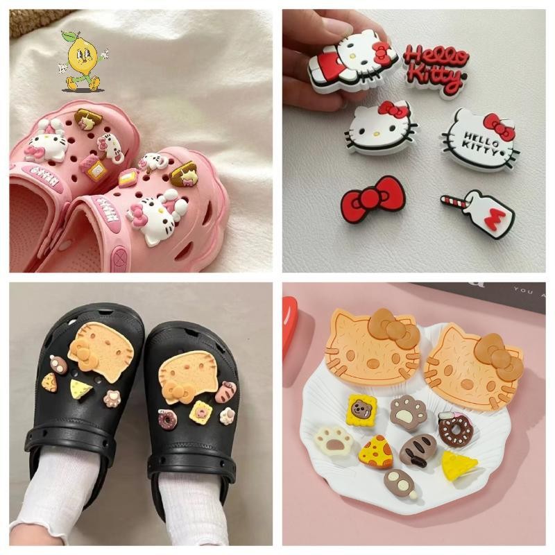 รองเท้าอุปกรณ์ตกแต่ง Sanrio Hello Kitty charms พีวีซีสำหรับ Clogs ของขวัญวันเกิดและparty