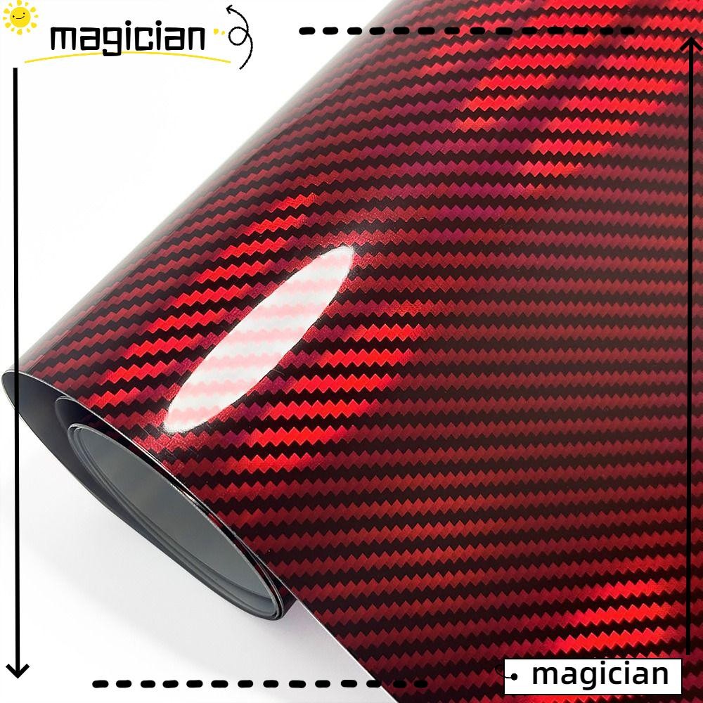 MAGICIAN สติ๊กเกอร์ติดตัวถังรถจักรยานยนต์, ไฮกลอส 50x30 ซม. คาร์บอนไฟเบอร์ฟิล์มไวนิล, เย็น 9D ผลเลเซอร์สีแดงสติกเกอร์ภายในรถสําหรับรถยนต์รถจักรยานยนต์ DIY