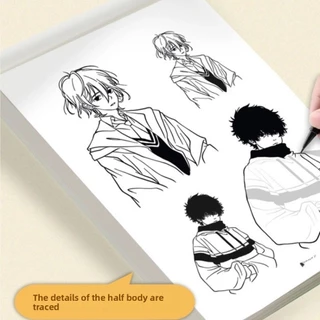 JANELAXE932JN หนังสือวาดมือ, อะนิเมะฝึกจิตรกรรม Line Art Draw Book, 48 หน้า Hand-Drwn Outlines Line Draft Book สําหรับผู้เริ่มต้น