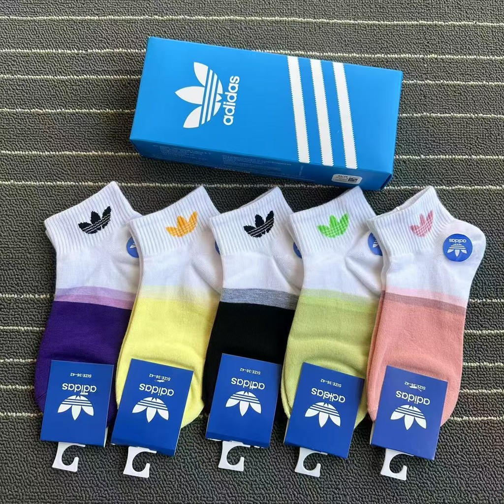 ถุงเท้าผ้าฝ้ายบริสุทธิ์สำหรับผู้หญิง 5 คู่ แบบข้อเท้าต่ำ พร้อมกล่องของขวัญ