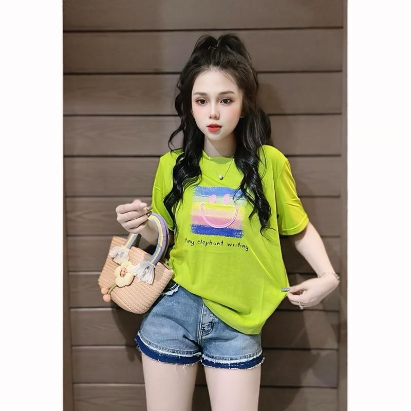 นางสาวเสื้อยืด  ทรง phom  เสื้อยืด สั้น พิมพ์ลาย คอกลม  สไตล์ลำลอง เสื้อยืด - รูปที่ 3