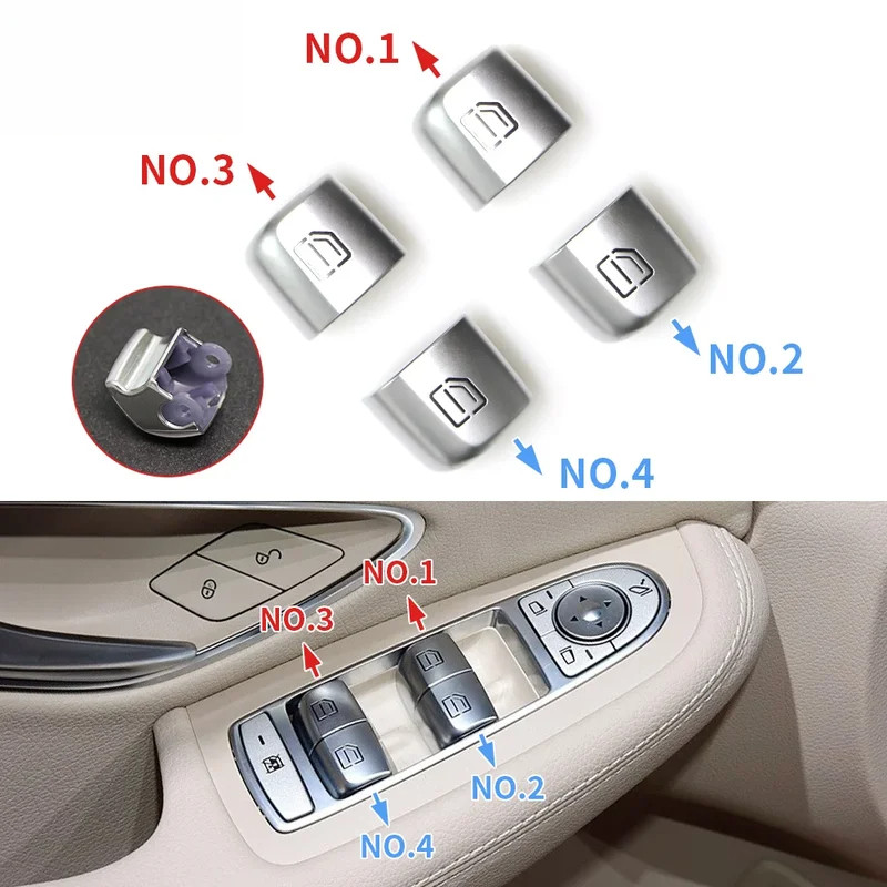 1 ชิ้นรถ Master Window สวิทช์ซ่อมปุ่มฝาครอบกระจกประตูสวิทช์ควบคุม Key สําหรับ Mercedes Benz W205 W253 W213 CE GLC Class