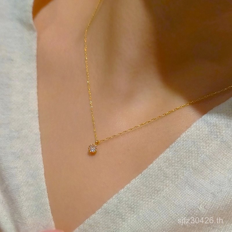 สร้อยคอมินิหรูหรา Niche Ultra-Fine เพชรขนาดเล็กเคลือบทอง 14K แบบกระพริบ สายสร้อยข้อกำย่าง EJ47