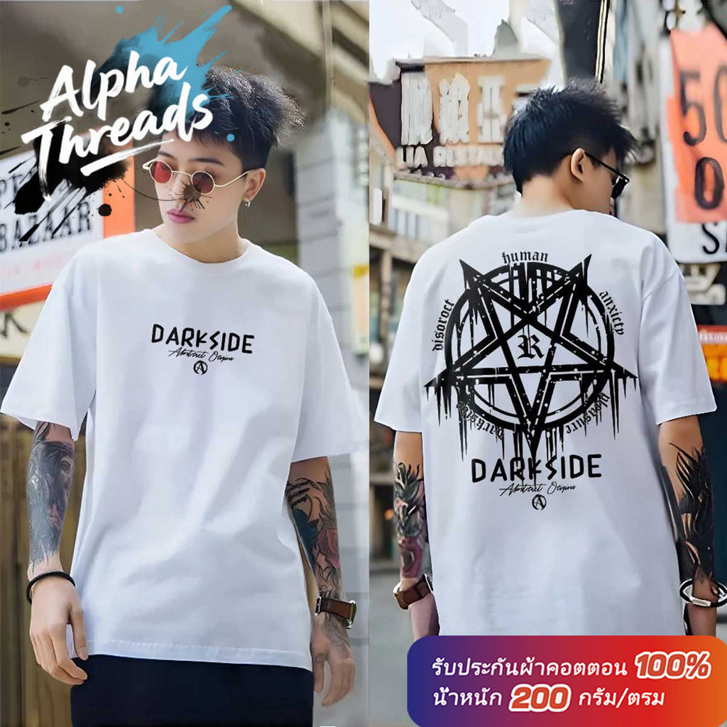(จัดส่งตลอด 24 ชั่วโมง) T-shirt Black White เสื้อยืด Oversize ขาว ดำ วินเทจ คอกลม ชาย ญิง