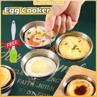 Egg Cooker 304 Stainless Steel 3-in-1 Steamer Pan Round Molds Nonstick Kitchen Cooking Utensils