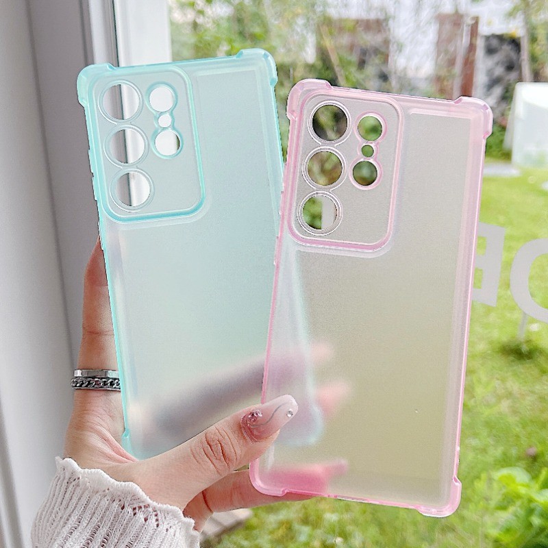 Samsung clear S24 FE สี่มุมถุงลมนิรภัยป้องกันกรณีสําหรับ Samsung Galaxy S25 S24 S23 S22 S21 Ultra/Plus/FE สีลูกกวาดกันกระแทก TPU นิ่ม