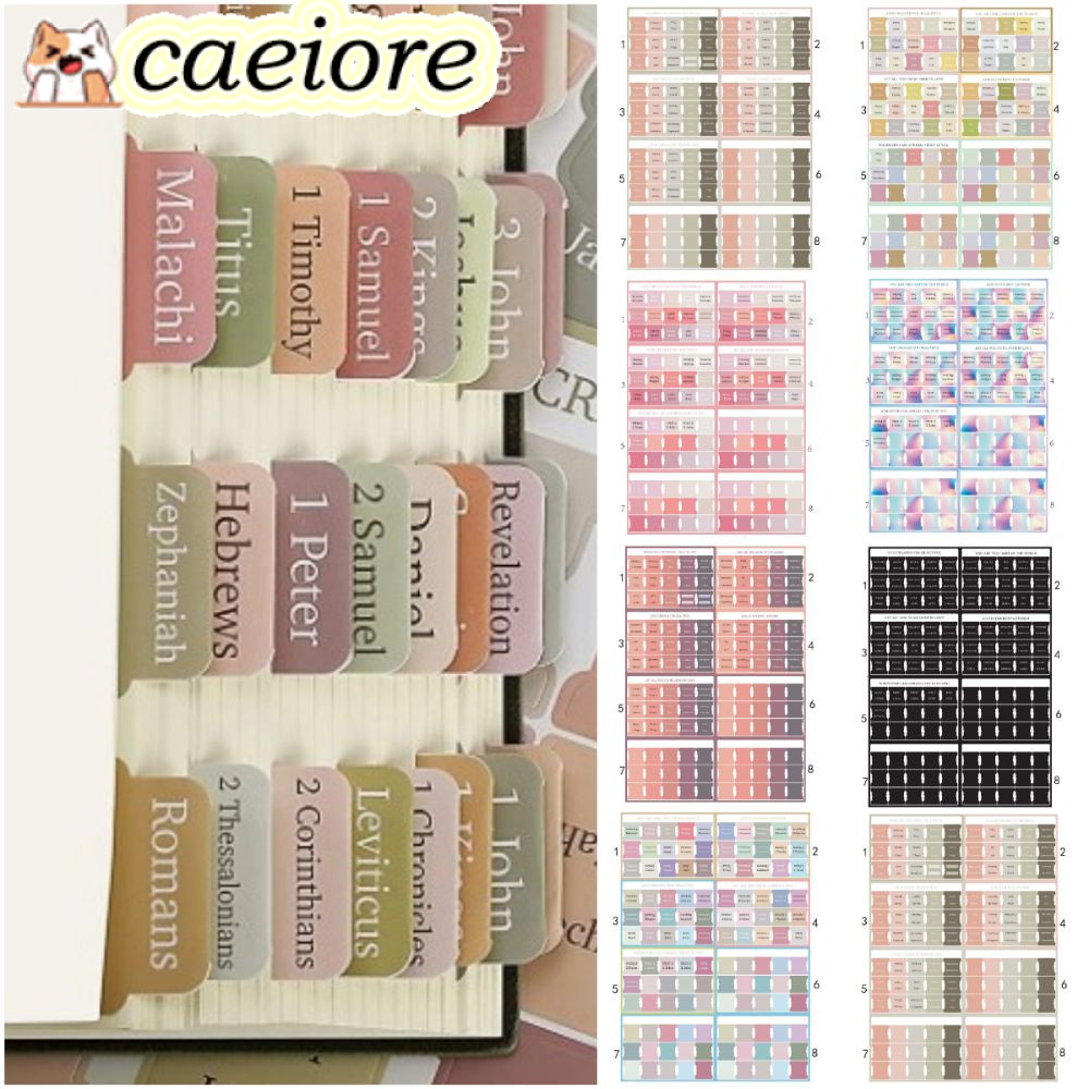CAEIORE 120PCS Boho Bible Tabs, แท็บพระคัมภีร์ลามิเนตหลากสี, กาวด้วยตนเอง Easy Navigation ลามิเนตที่