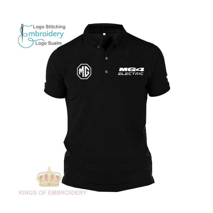 เสื้อโปโล COTTON Baju Polo Classic T Shirt logo MG MG4 Electric EV Vehicle Battery UNISEX ไม่หดตัว ไม่มีริ้วรอย