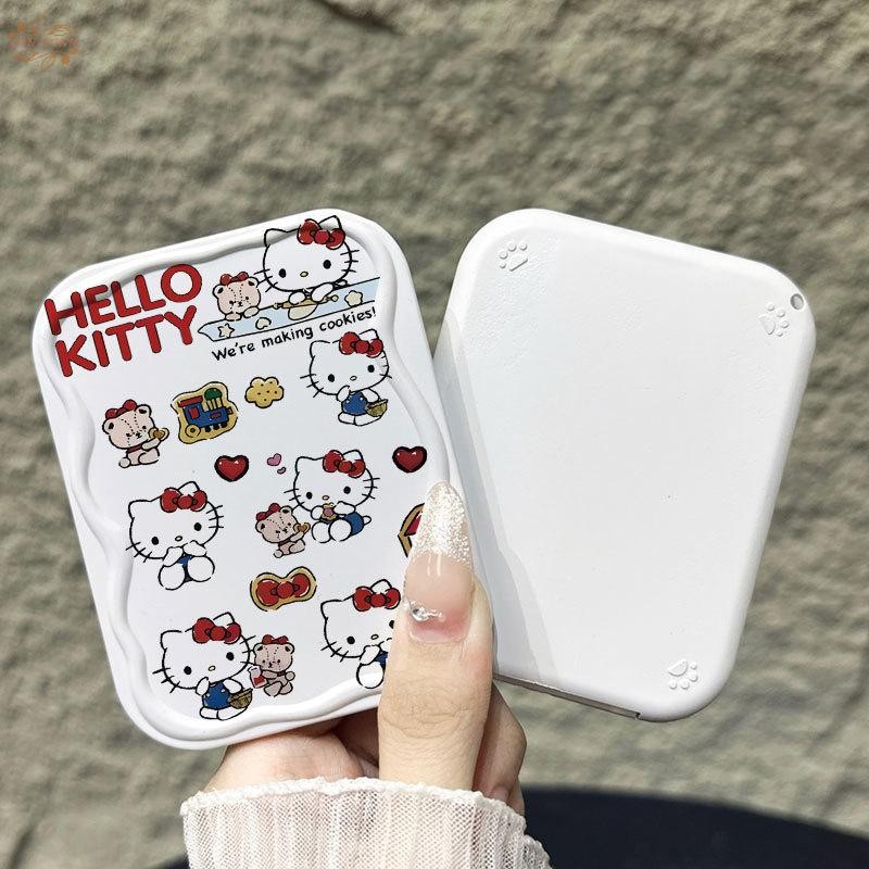 Ank Sanrio Hello Kitty Mirror กระจกแต่งหน้าแบบพกพาพับได้ Kawaii Mirror Comb Set Class Pocket Mirror EN