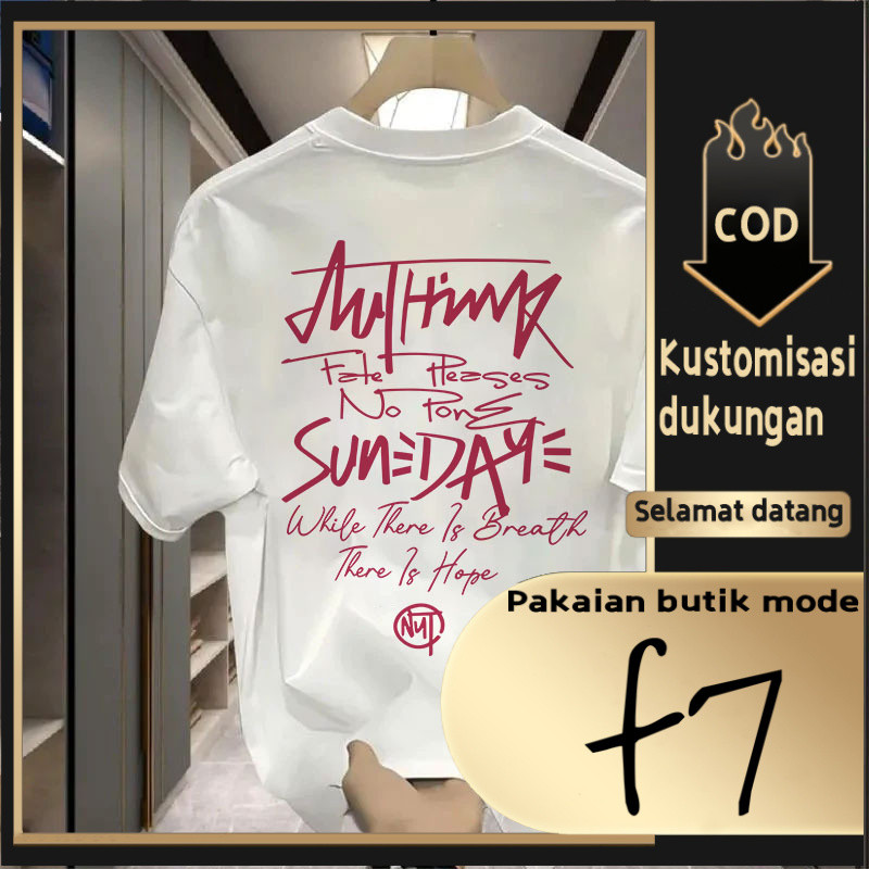 F7 เสื้อยืด Tops เสื้อยืดขนาดใหญ่สําหรับผู้หญิงแขนสั้นสีขาว Cool Premium Street สไตล์ผู้ใหญ่ Distro 