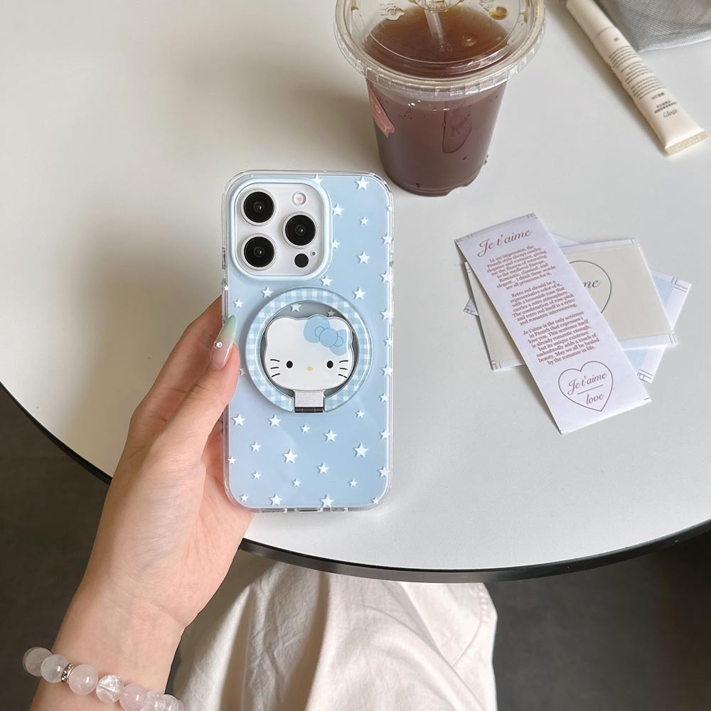 ปลอกปกแข็งเข้ากันได้กับ iPhone 13 13Pro 13ProMax 14 14Pro 14ProMax 15Pro 15ProMax 16 16Pro 16ProMax เคสแม่เหล็กลายดาวสีขาว