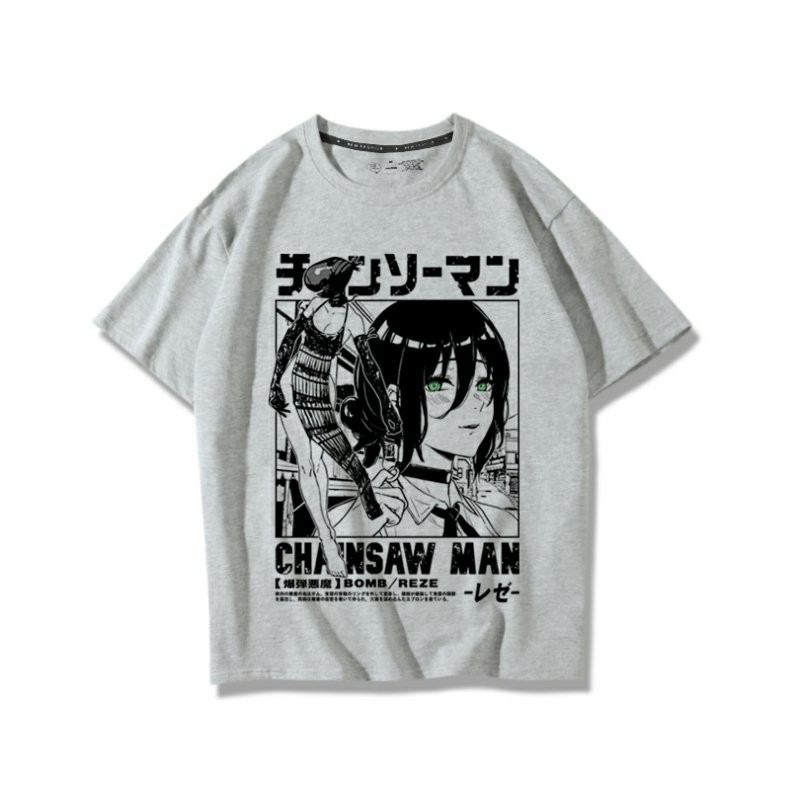 เสื้อยืดอนิเมะ Chainsaw Man ผ้าฝ้ายแท้ สินค้าโปรดของแฟน ๆ アニメ ราคา ถูกที่สุด ดีลบีเคเค แกลเลอรีภาพที่ 4