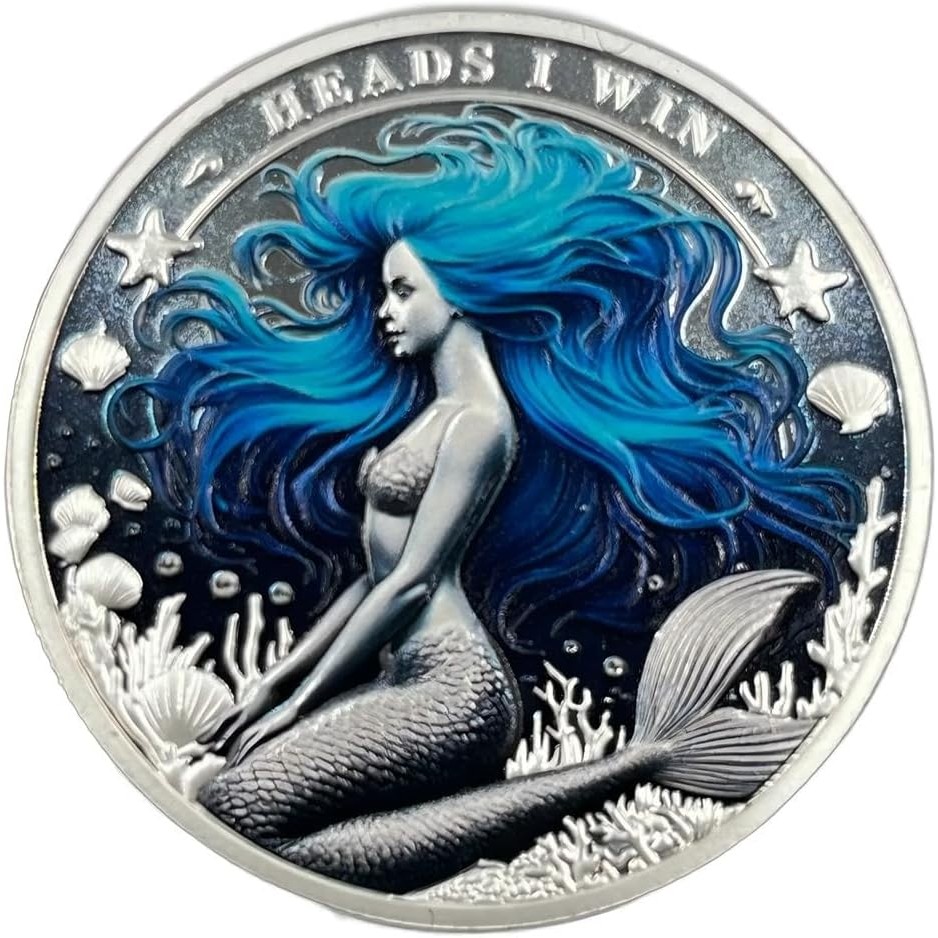 Funny Head and Tails Coin,Mermaid Coin,flip a Coin,toss Coin,Challenge Coin,Funny Prank Gifts